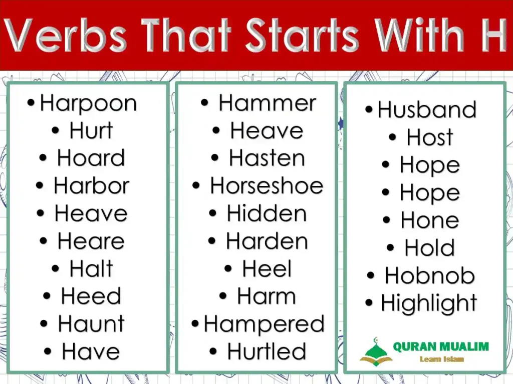 Useful Verbs That Start With H (English Vocabulary) - Quran Mualim