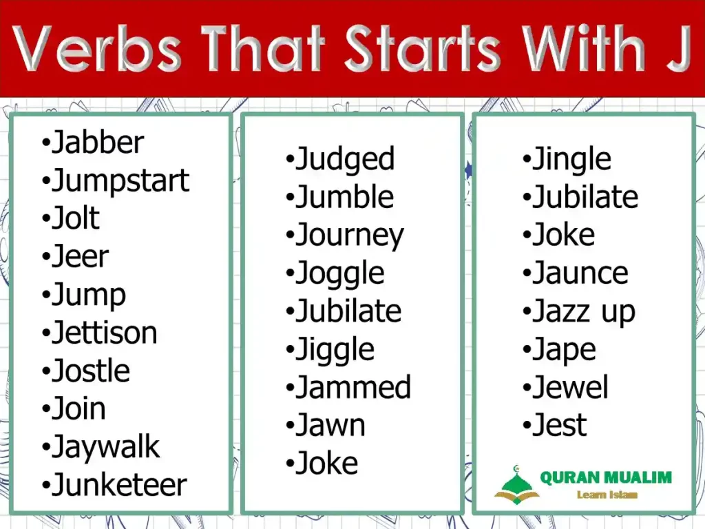 Useful Verbs That Start With J English Vocabulary Quran Mualim